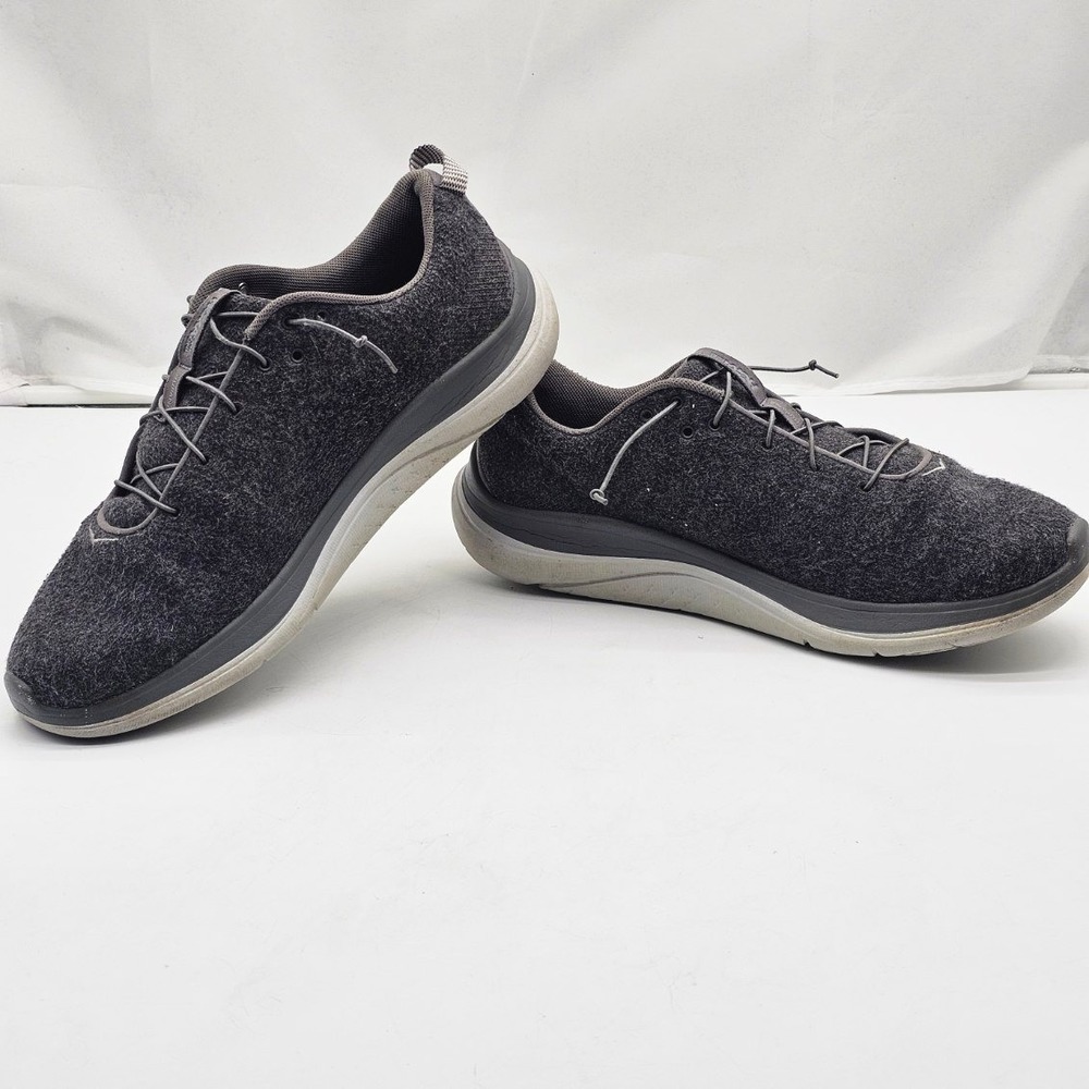 Hoka One One Hupana Flow Wool Mens 11.5 Grey Walking Running Shoes